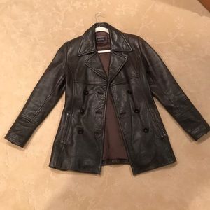 Guess leather pea coat